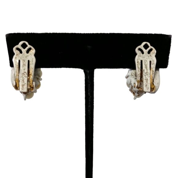 LEDO AB Pink Crystal Earrings Beaded White Washed Metal Vintage Clip On Sparkly. - Picture 3 of 16